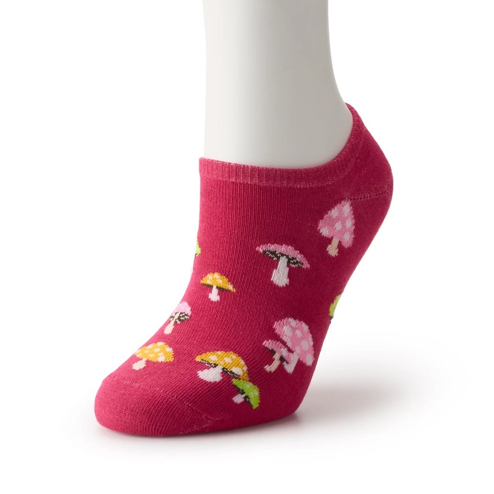 Pink Mushroom Patterned Ankle Socks, NWT